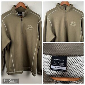 Nike Golf Therma-Fit 1/4 Zip Men's Medium Pullover Olive Green The Honda Classic